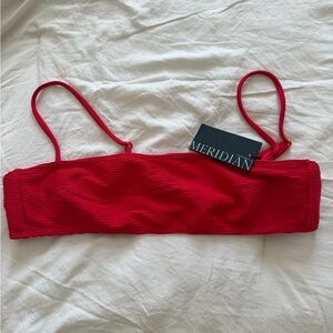 Meridian Red Ribbed bikini top